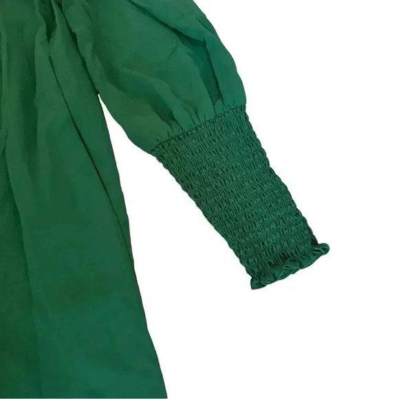 Amanda Uprichard Green Naoemi Dress Turtleneck Mini Long Sleeve Smocked Sz S - Picture 11 of 13